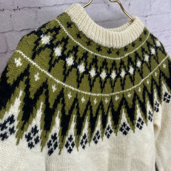 Norse Knit Vintage 100% Wool Norwegian Nordic Fair Isle Sweater Hand Knit - Picture 12 of 14